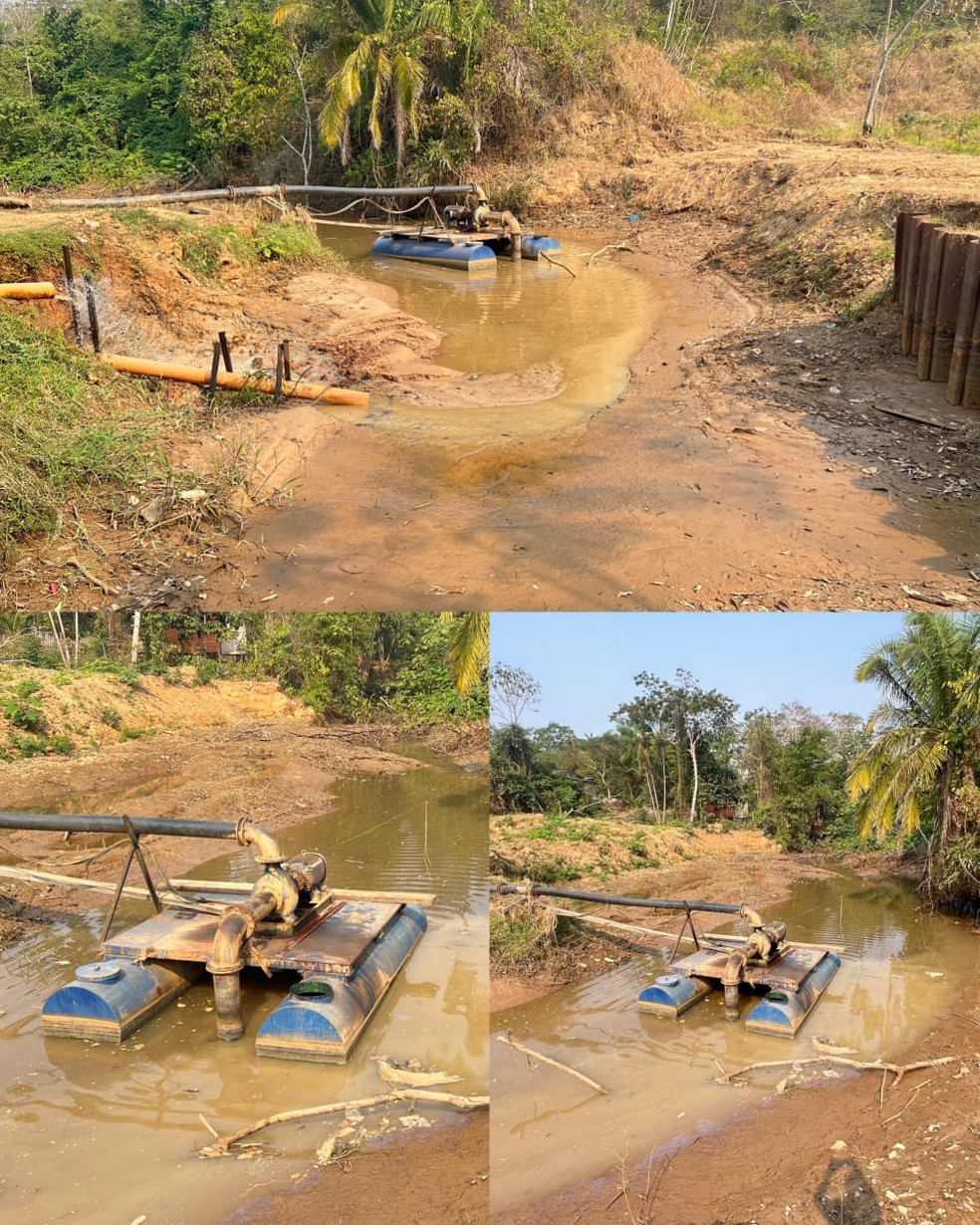 Igarapé Encrenca, que abastece cidade de Epitaciolândia, está visivelmente vazio — Foto: Erisson Cameli/Arquivo pessoal
