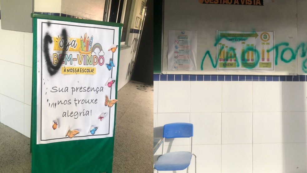Escola é vandalizada em cidade do Ceará. — Foto: Reprodução