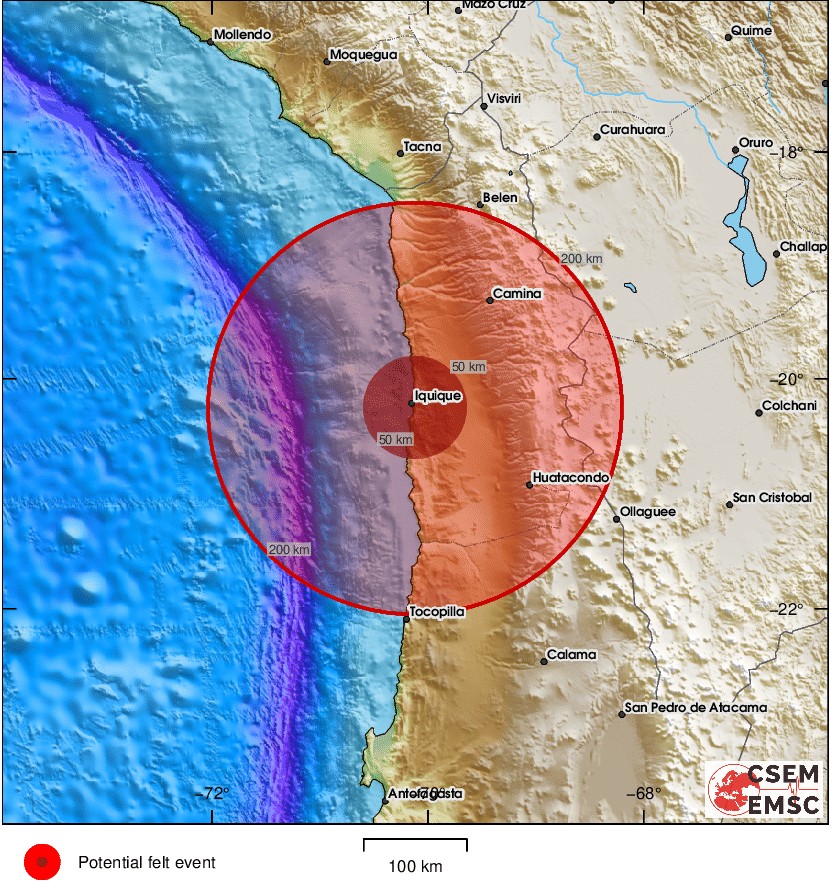 Terremoto de magnitude 5,8 atinge região de Tarapacá, no Chile