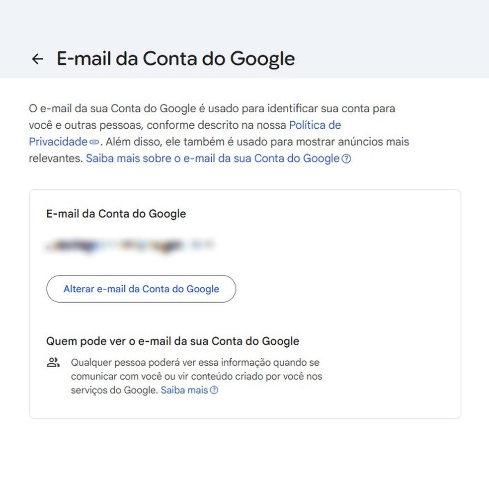 Mudança de endereço do Gmail — Foto: Reprodução