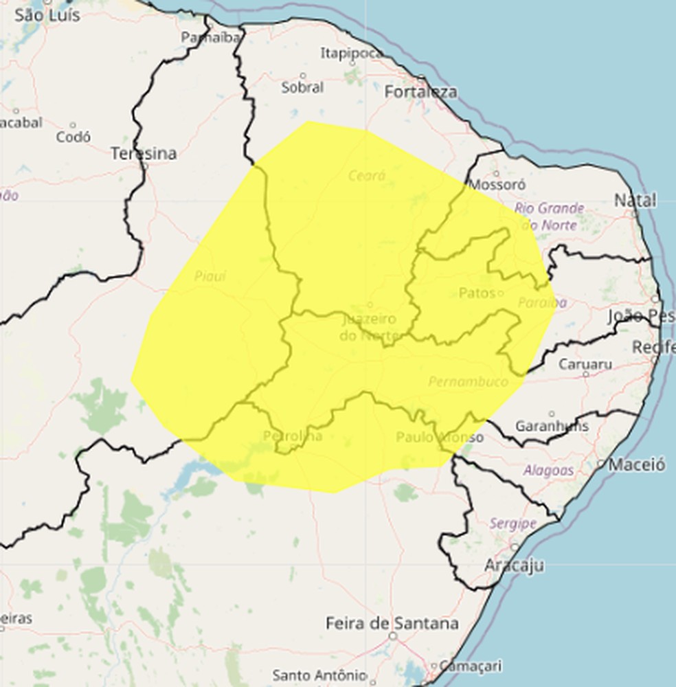 Ventos fortes vão atingir cidades das regiões do Cariri, Centro-Sul, Sertão Central e Vale do Jaguaribe. — Foto: Inmet