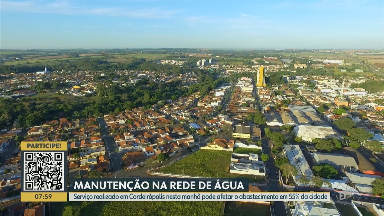 Manutenção em reservatório afeta abastecimento de água em metade de Cordeirópolis; veja locais