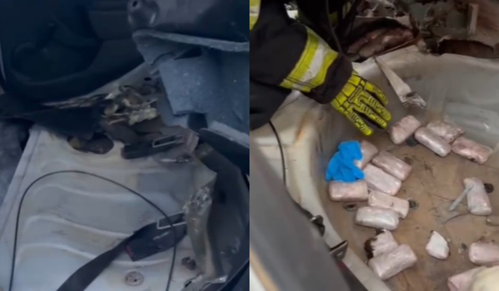 Motorista é preso com carga de 'haxixe marroquino' em lataria de carro em Pirapozinho (SP) — Foto: Policia Militar Rodoviária/Divulgação