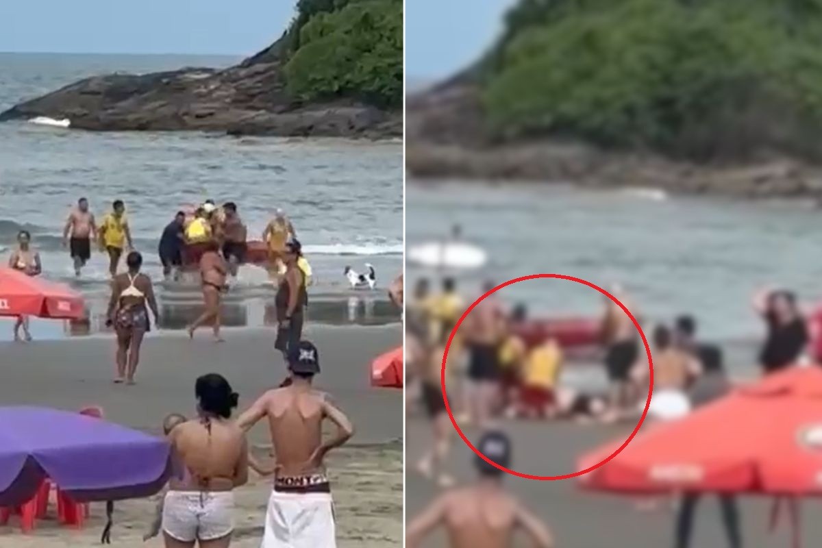 Pai morre após se afogar e filho é resgatado no mar no litoral de SP; VÍDEO