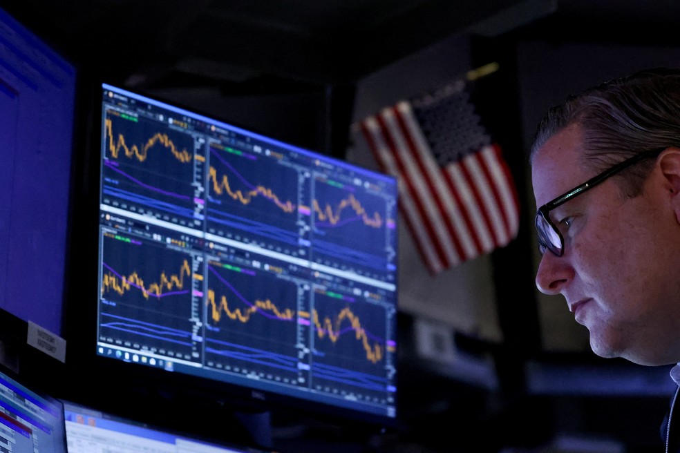 Bolsa de valores de Nova York (NYSE) em 8 de abril de 2025 — Foto: Reuters/Brendan McDermid