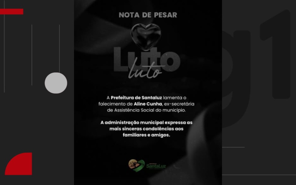 Prefeitura de Santaluz emitiu nota de pesar — Foto: Redes sociais
