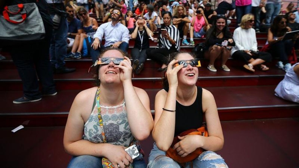Cerca de 31 milhões de pessoas estarão no trajeto do eclipse – o dobro do último eclipse total nos Estados Unidos, em 2017 — Foto: GETTY IMAGES via BBC