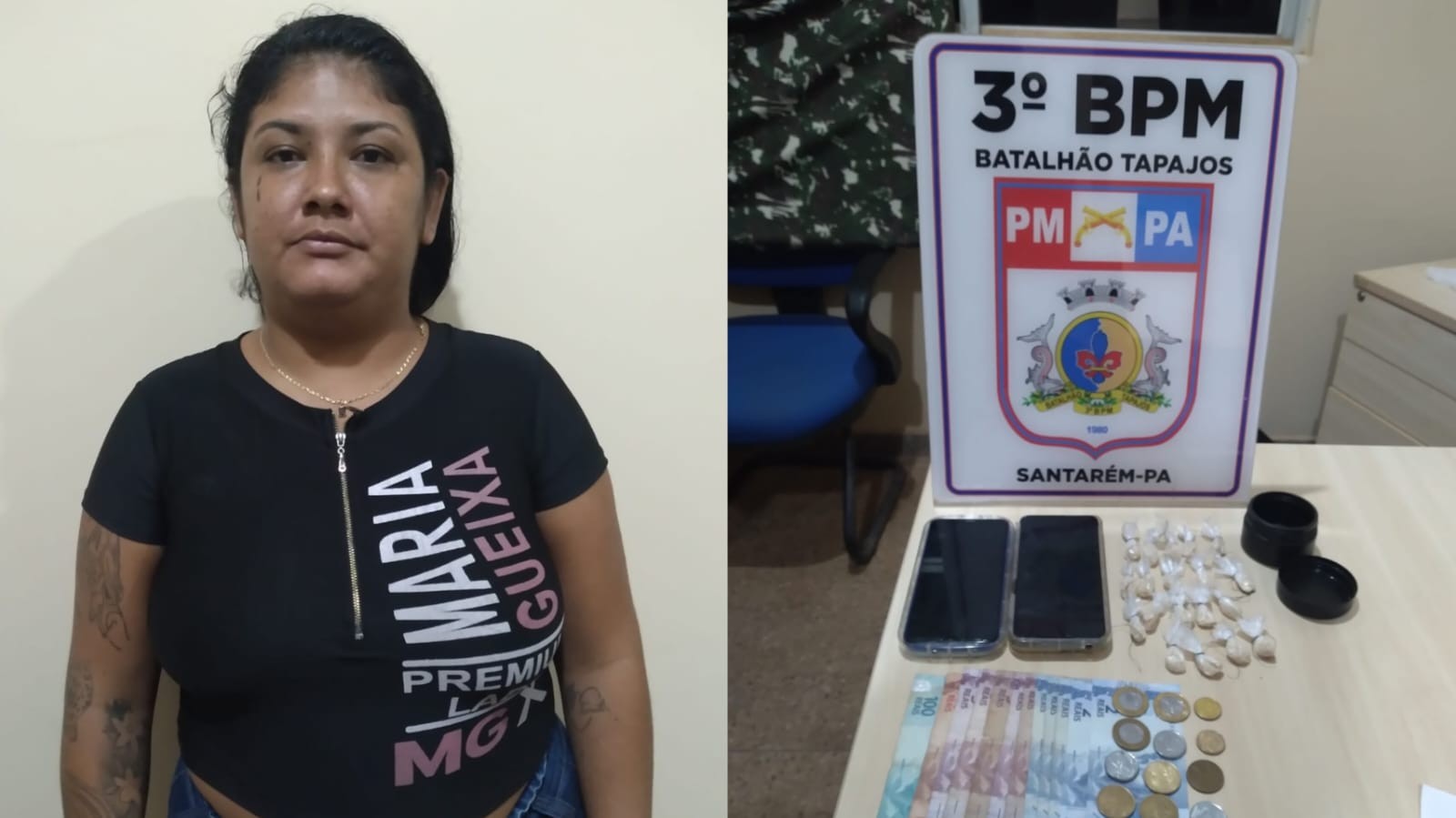 Mulher é presa por tráfico de drogas na Av. Cuiabá e homem é detido em cumprimento a mandado de prisão em Santarém