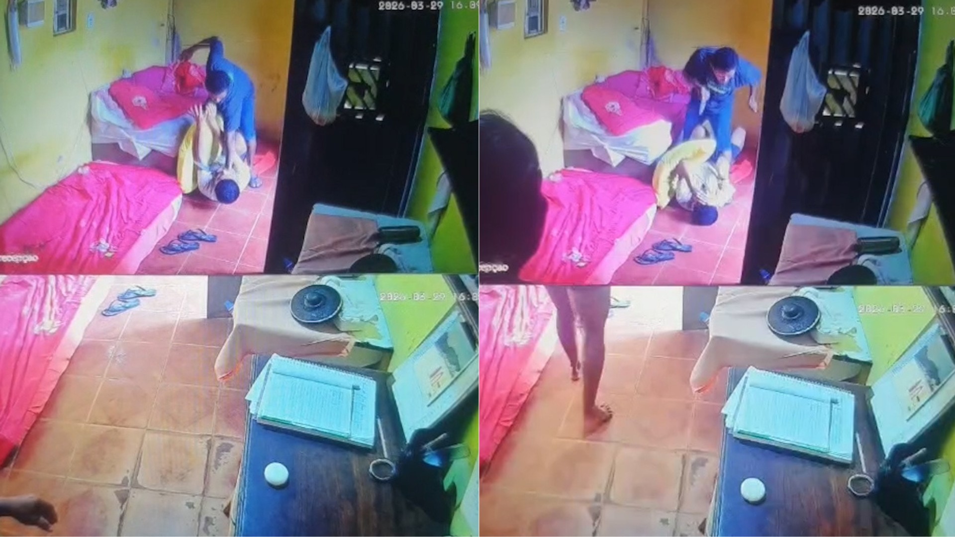 VÍDEO: homem invade casa, agride casal com faca e acaba preso após perseguição policial em Pinheiro