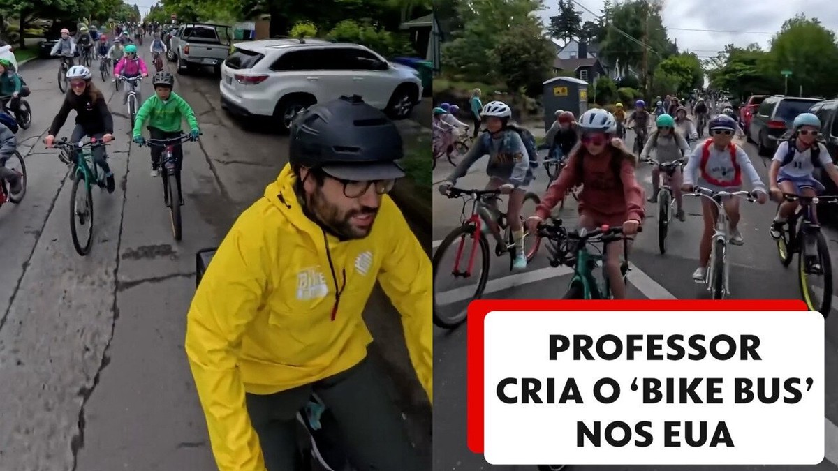 'Bike Bus': professor cria projeto para levar crianças para escola de bicicleta e atrai dezenas de estudantes