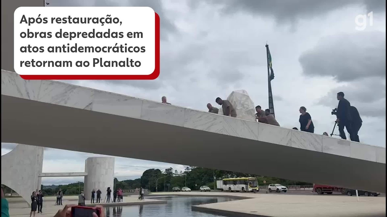 Planalto começa a receber obras de arte restauradas dois anos após ataques golpistas; veja vídeo