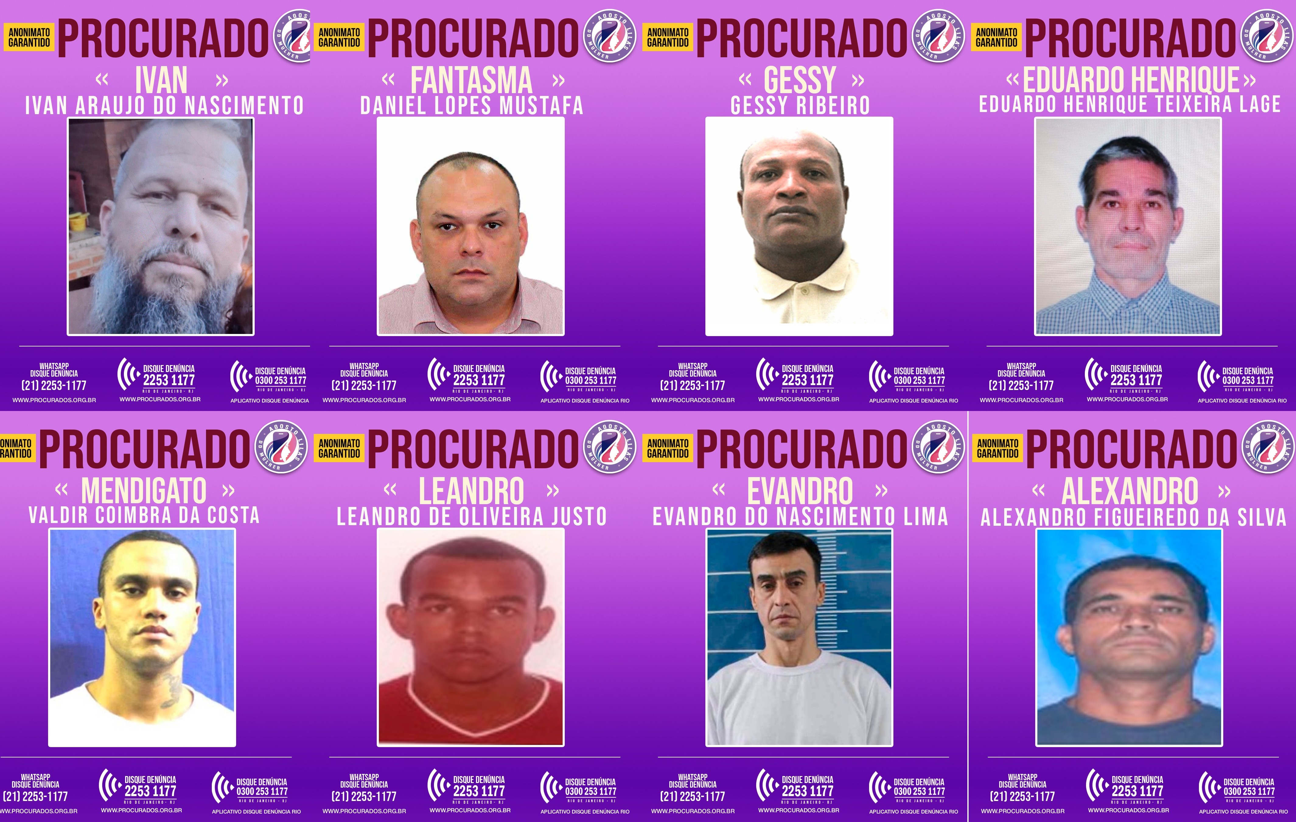 Disque Denúncia lança cartazes em busca de foragidos por feminicídio e outros crimes contra mulheres; são 3 queixas por dia