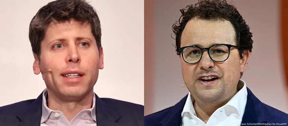 Sam Altman e Dario Amodei: qual CEO sairá na frente na corrida de Wall Street? — Foto: Jens Schicke/IMAGO/Julien De Rosa/AFP via DW