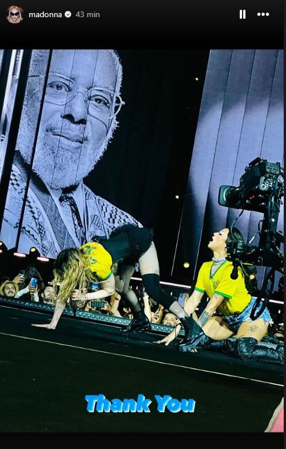 Madonna compartilha parte de apresentao com Pabllo Vittar neste sbado (4) e agradece drag queen brasileira  Foto: Reproduo/Instagram