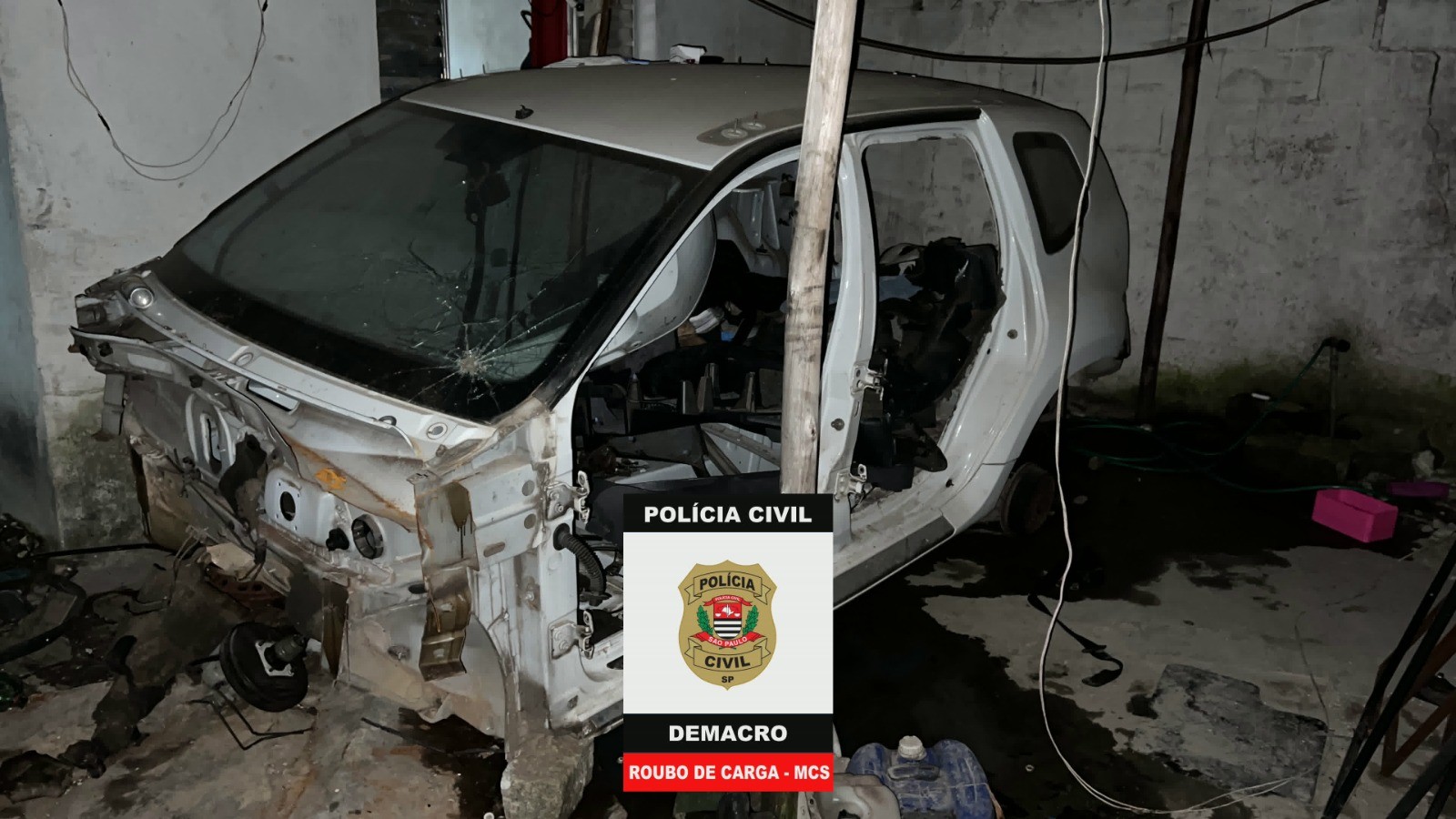 Polícia Civil encontra desmanche irregular e apreende peças de veículos furtados em Mogi das Cruzes