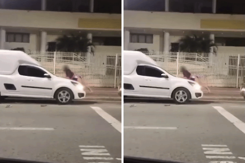 Vídeo mostra mulher sendo arrastada no capô de carro durante confusão no Centro de São José dos Campos
