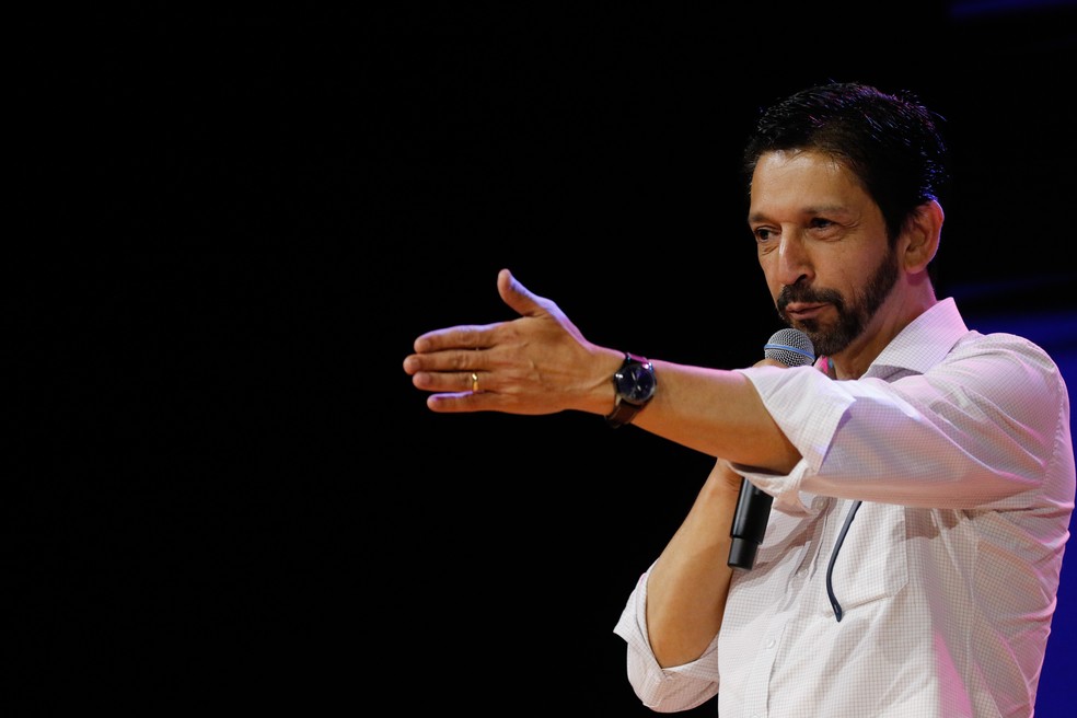 O prefeito de São Paulo, Ricardo Nunes (MDB), durante a Expo Favela. — Foto: Fernando Frazão/Agência Brasil