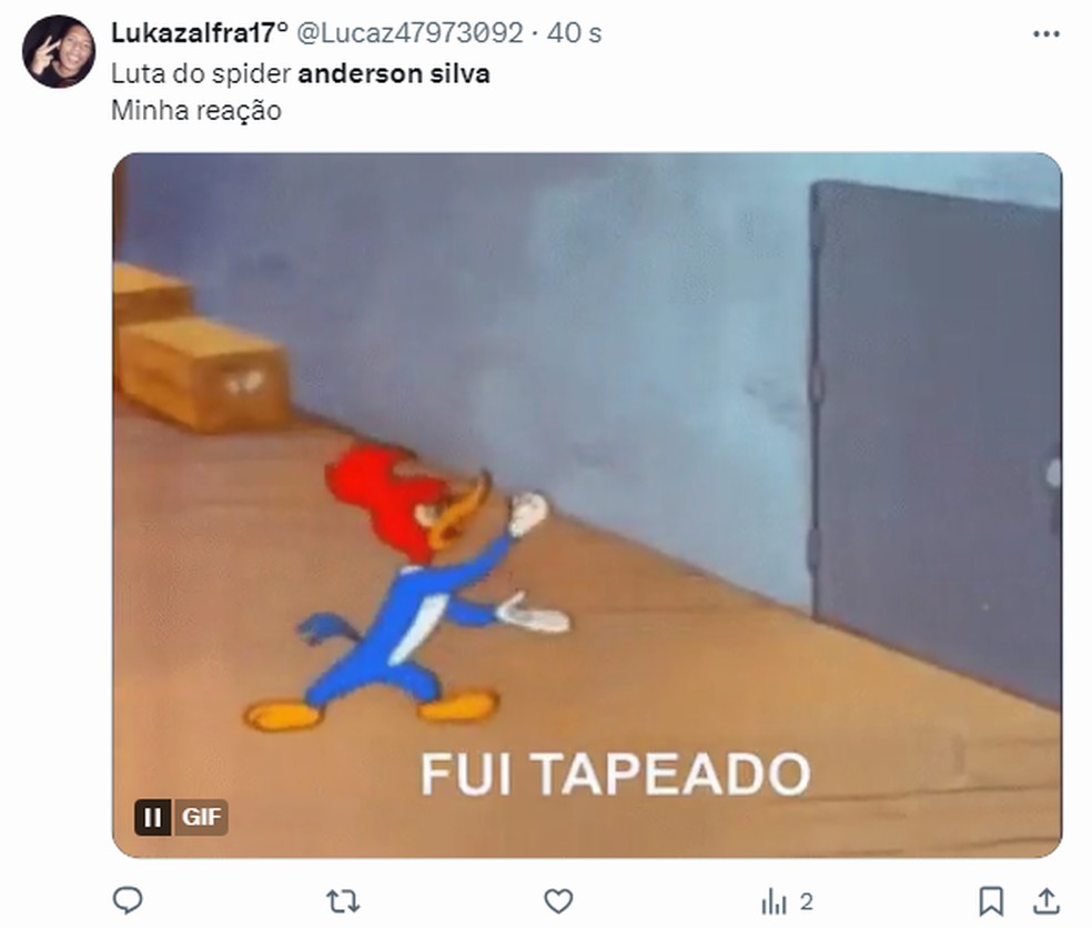 Comentário sobre luta de Anderson Silva — Foto: Reprodução/Twitter