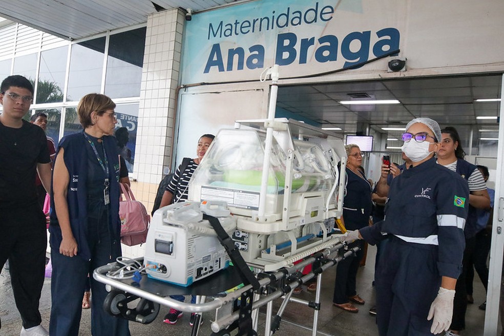 Gêmeas siamesas nascidas em Manaus são transferidas para cirurgia em centro de referência nacional. — Foto: SES-AM