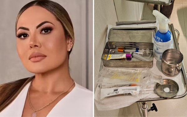 Grazielly da Silva Barbosa e a cl&iacute;nica em que ela atuava, em Goi&acirc;nia &mdash; Foto: Divulga&ccedil;&atilde;o/Pol&iacute;cia Civil