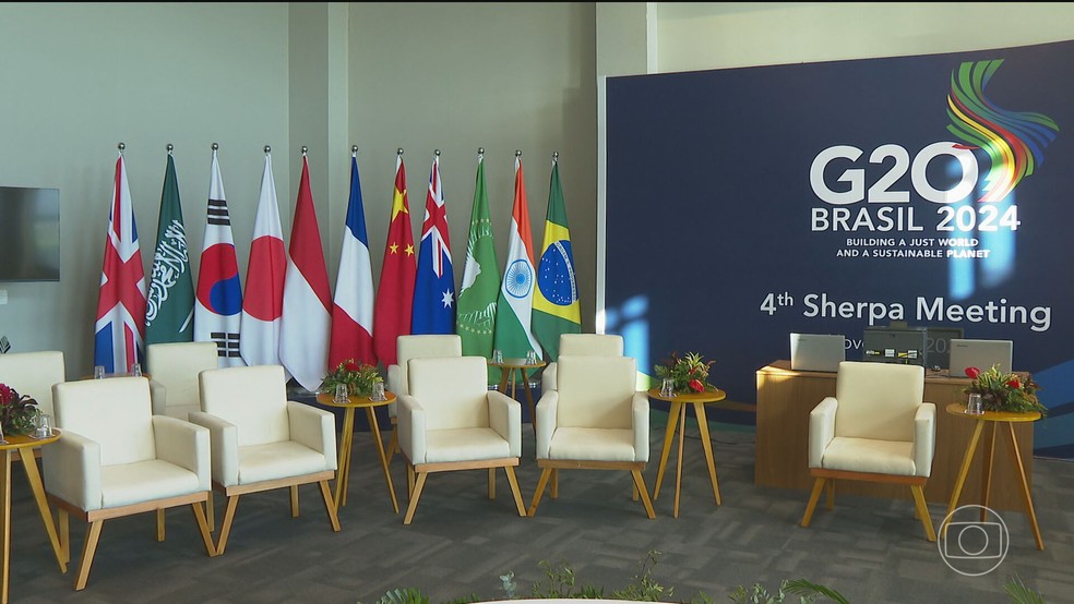 Enfrentamento das mudanças climáticas e reforma de instituições estão entre as prioridades da reunião de cúpula G20 — Foto: Reprodução/TV Globo