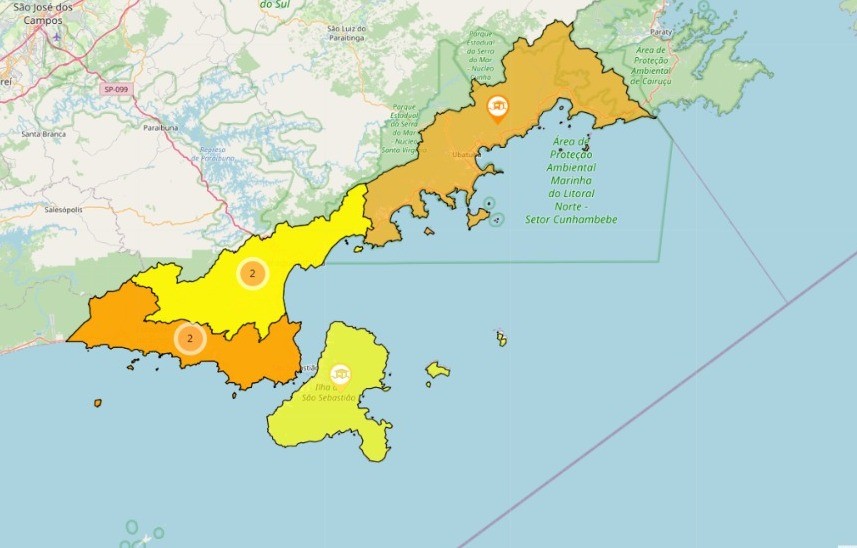 Cemaden alerta para risco de alagamentos e deslizamento de terra no Litoral Norte de SP
