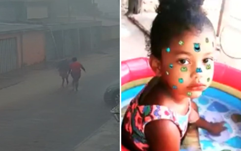 Imagens mostram mãe caminhando com criança antes de ser arrastada por enxurrada, em Aparecida de Goiânia — Foto: Reprodução/TV Anhanguera