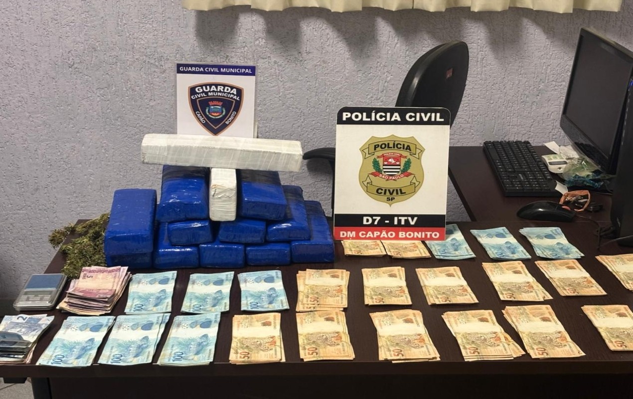 Homem é preso com mais de 9 kg de maconha e R$ 25 mil em Capão Bonito