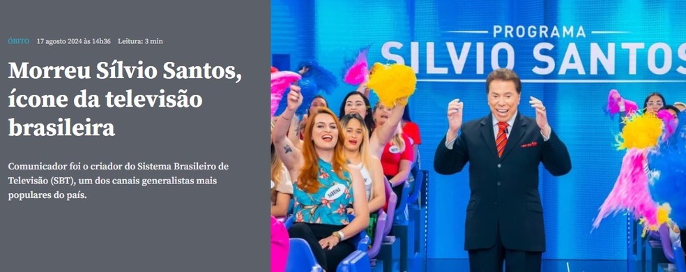 Imprensa internacional homenageia Silvio Santos — Foto: Reprodução