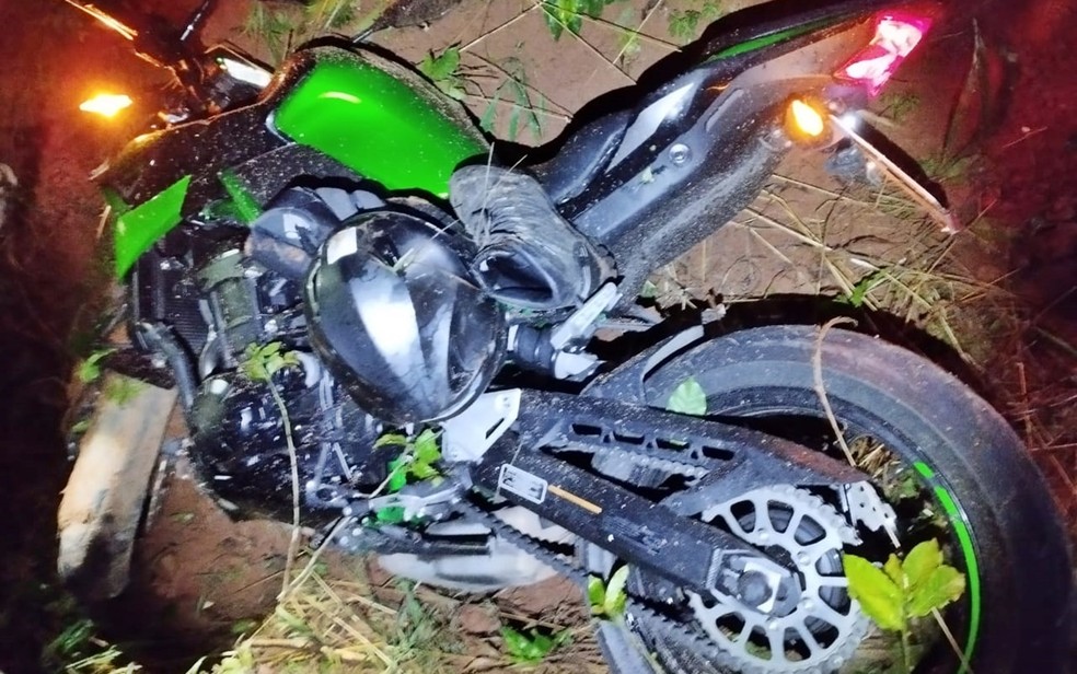 Motociclista atropela porco, cai em barranco e morre na BR-146, em MG; garupa ficou ferida — Foto: Polícia Rodoviária Federal