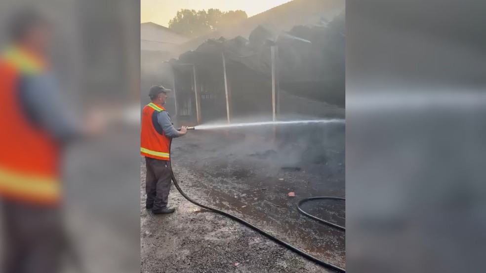 1 de 2
Inc&ecirc;ndio de grandes propor&ccedil;&otilde;es atinge f&aacute;brica de pneus em Palmital (SP) &mdash; Foto: Defesa Civil de Palmital/Divulga&ccedil;&atilde;o