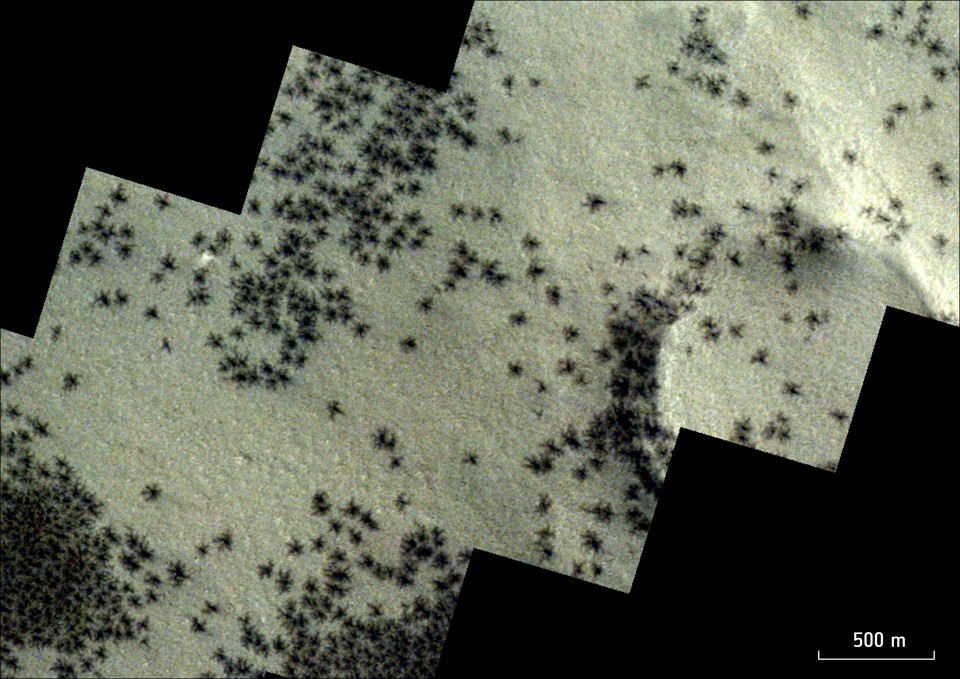 
Sonda da Agência Espacial Europeia detecta 'aranhas' em Marte
