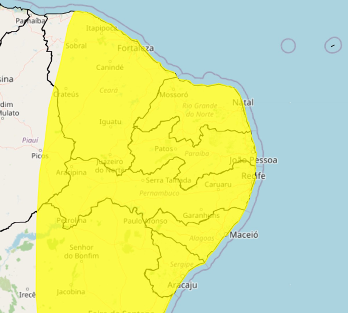 Inmet emite alerta de vendaval para todos os municípios do Rio Grande do Norte