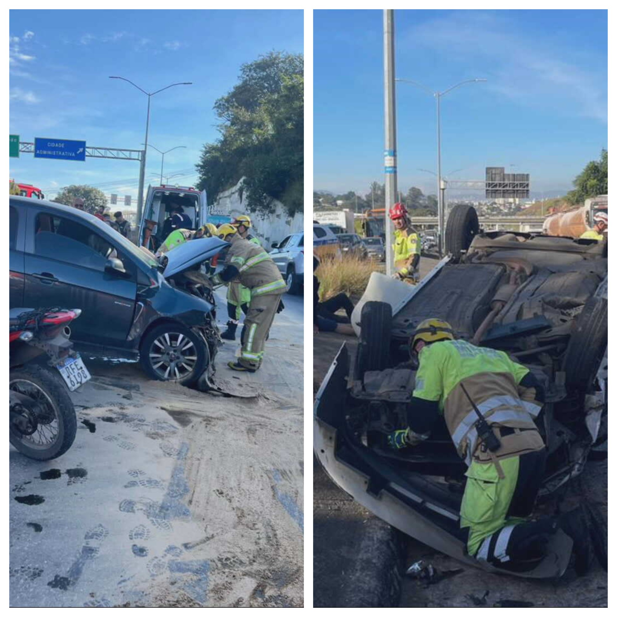 VÍDEO: Motorista acessa MG-10 em alta velocidade e faz carro de aplicativo capotar em BH
