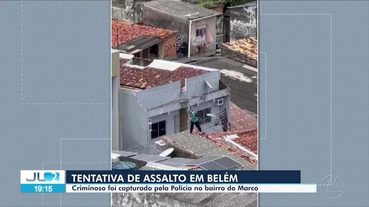 Em fuga, suspeito de roubo sobe em telhados de casas no bairro Marco, em Belém