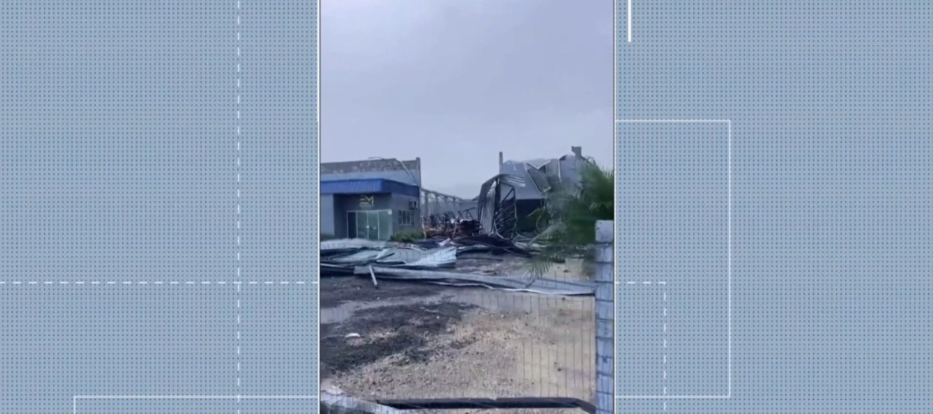 Sede de empresa fica destruída após tempestade intensa no Sul de SC; VÍDEO