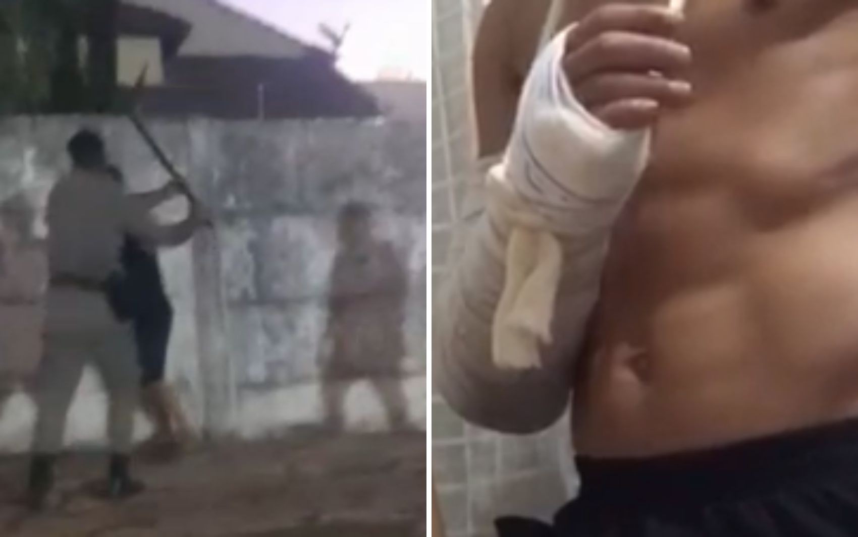 VÍDEO: PM quebra braço de torcedor com golpes de cassetete durante jogo de futebol em Goiás