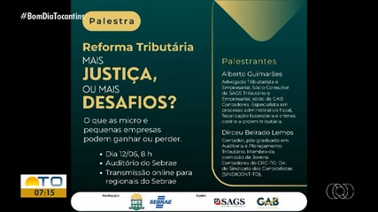 Seminário gratuito sobre reforma tributária será realizado no Sebrae