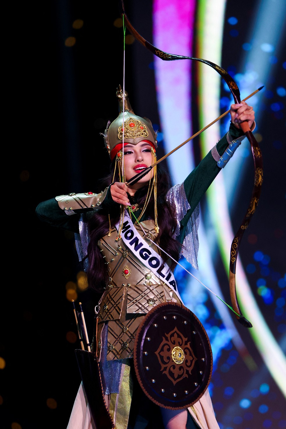 A modelo Zandangiin, candidata da Mongólia ao Miss Universo 2024 — Foto: Raquel Cunha/Reuters