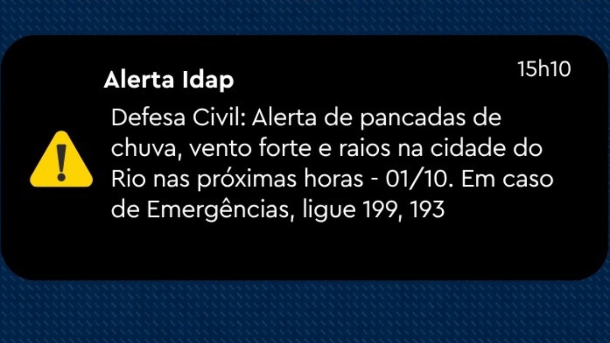 Defesa Civil emite alerta de pancadas de chuva e rajadas de ventos