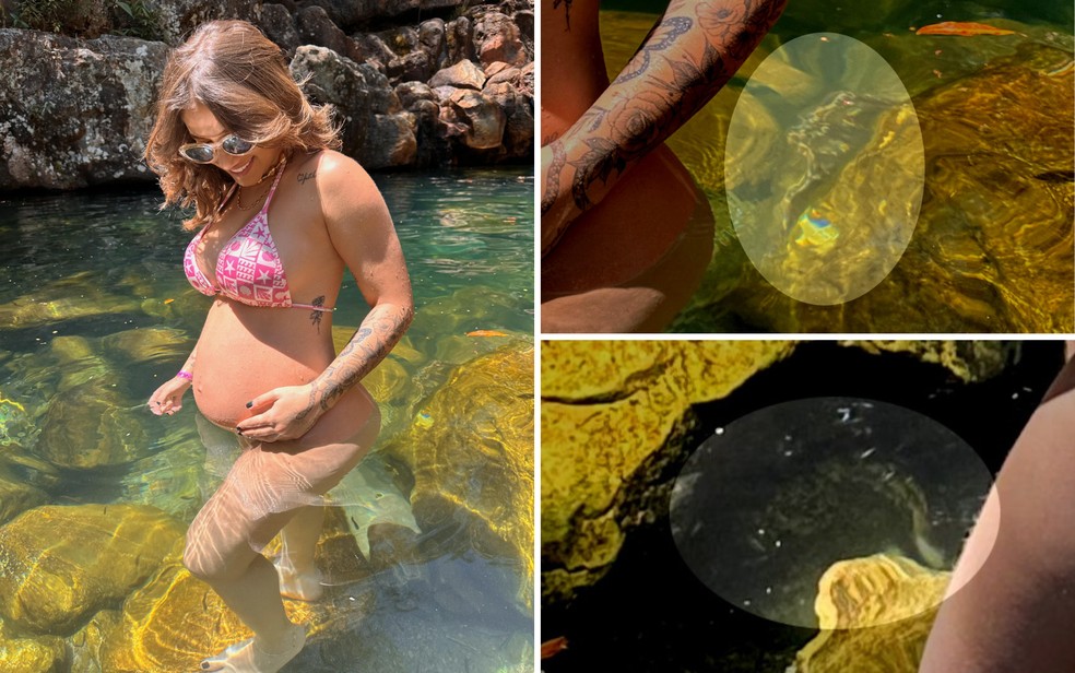 Gabriella Oliveira, de 24 anos, descobriu "cobras" ao ver fotos em cachoeira de Alto Paraíso de Goiás — Foto: Arquivo Pessoal/Gabriella Oliveira