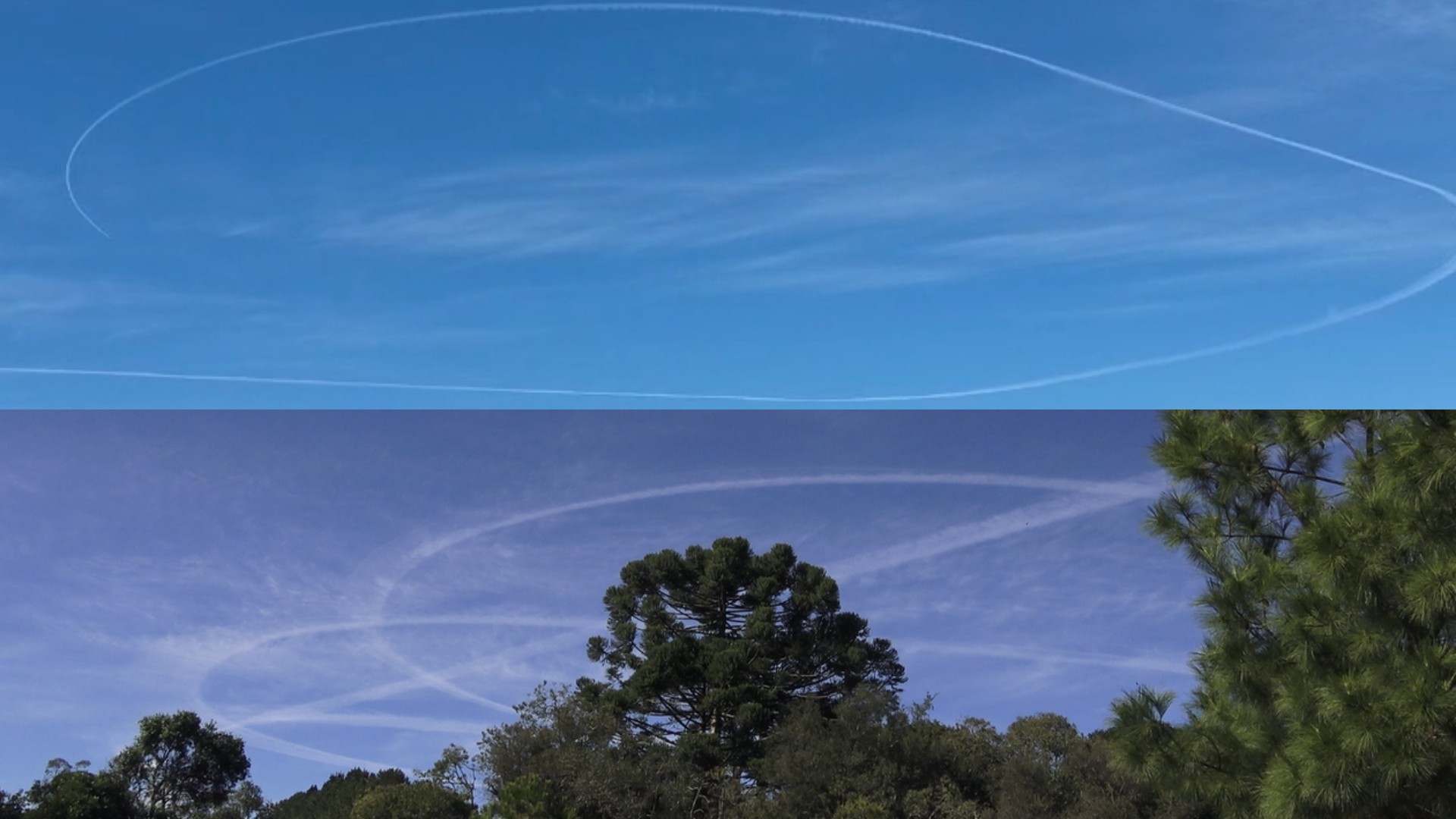 Avião comercial 'dá voltas' e deixa rastro no céu do Paraná; entenda o que aconteceu