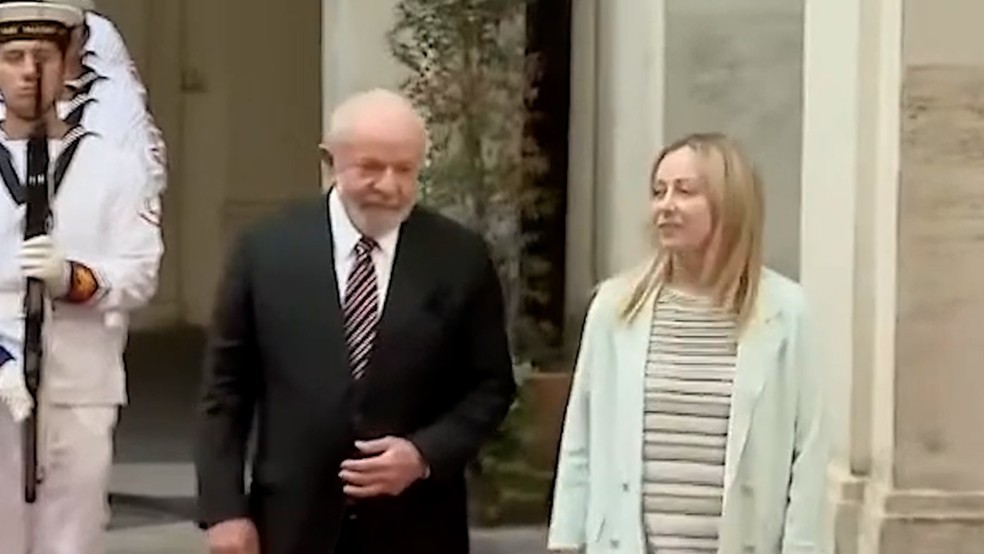Lula encontra primeira-ministra da It&aacute;lia, Giorgia Meloni &mdash; Foto: Reprodu&ccedil;&atilde;o/Twitter