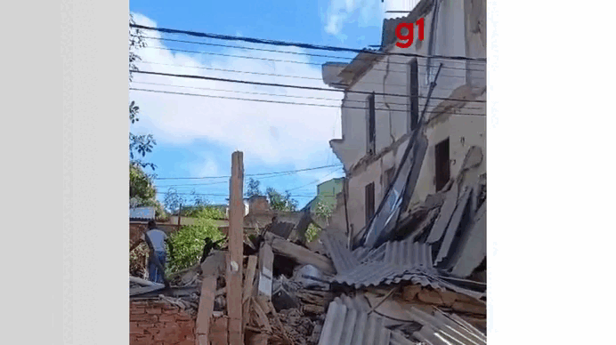 VÍDEO: Mulher cadeirante cai do terceiro andar após desabamento de prédio em Governador Valadares