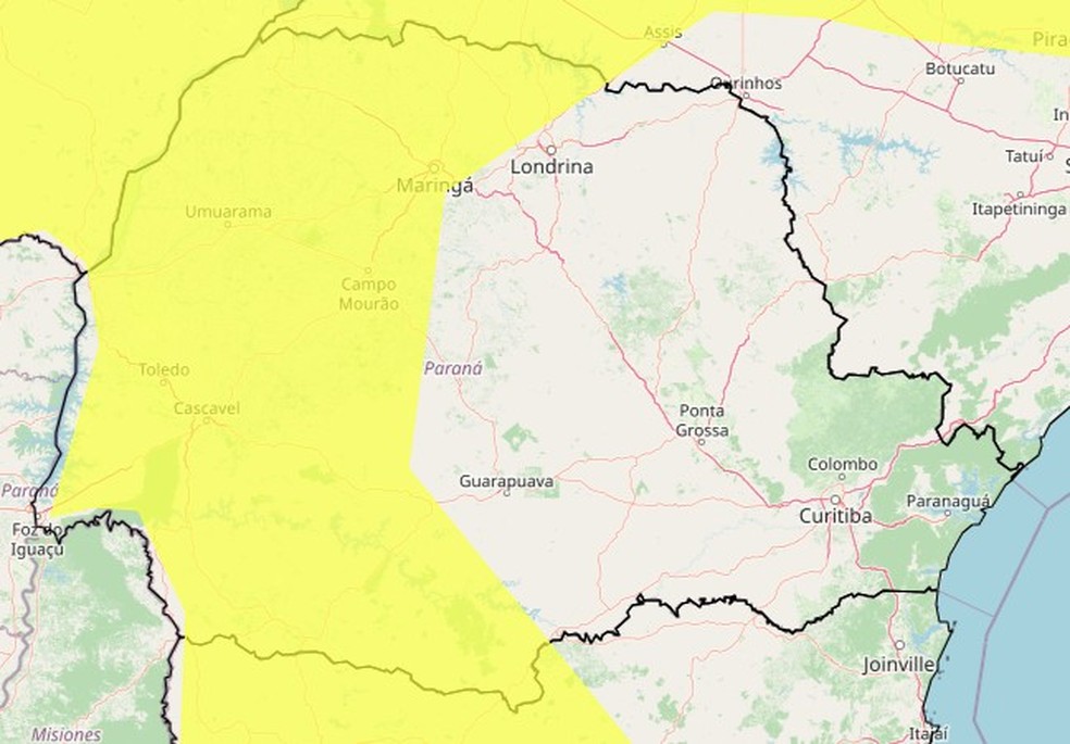 Alerta de chuvas intensas — Foto: Reprodução/Inmet