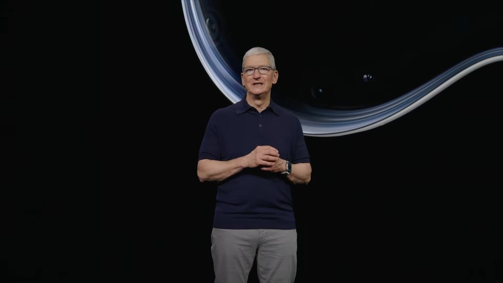 Tim Cook, presidente-executivo da Apple, durante a WWDC 2023 — Foto: Divulgação/Apple