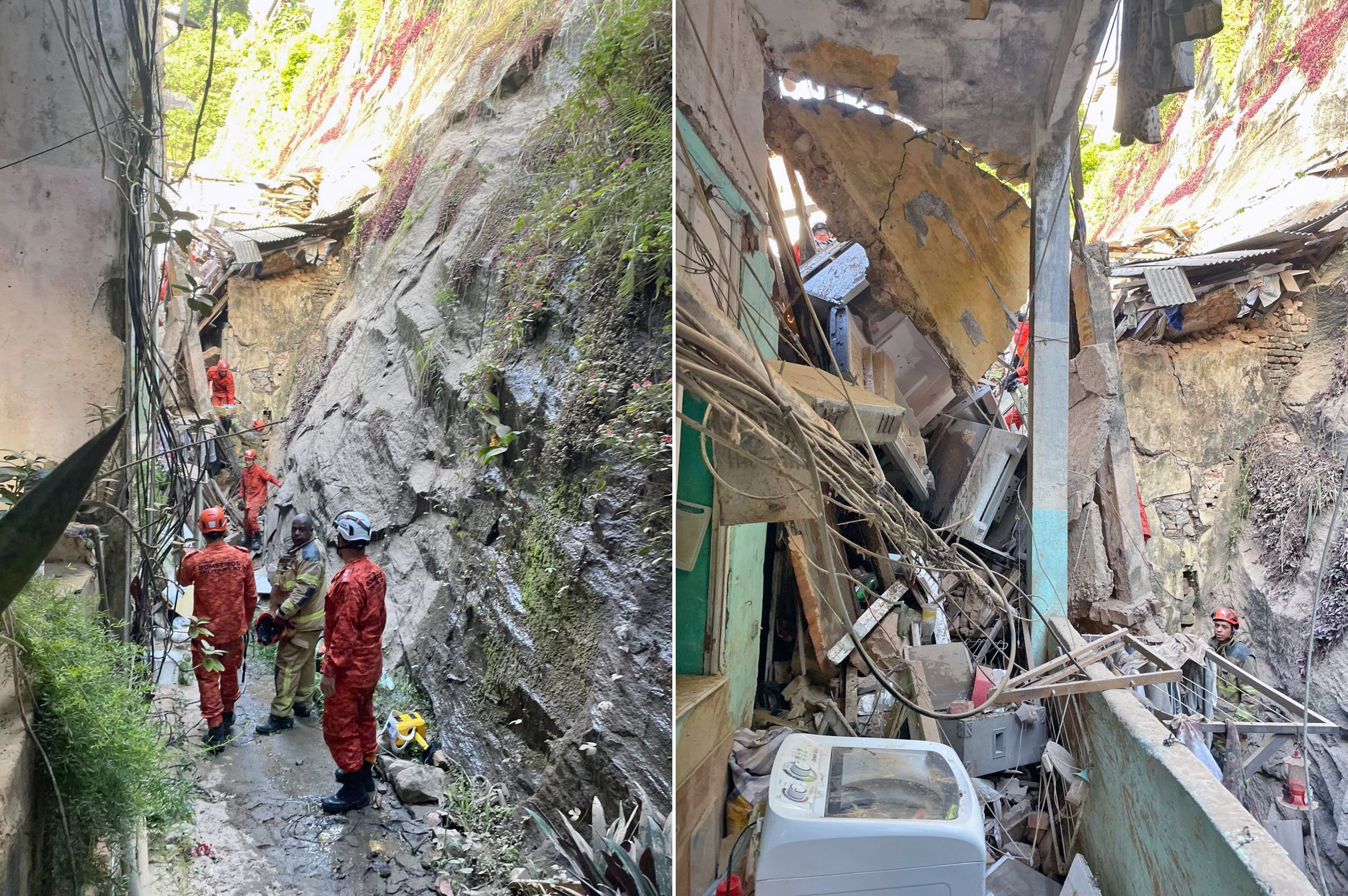 Parte interna de sobrado desaba no Catete e deixa vítimas