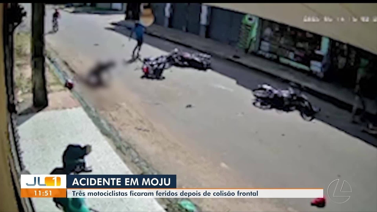 Câmeras registram acidente com três motocicletas em Moju