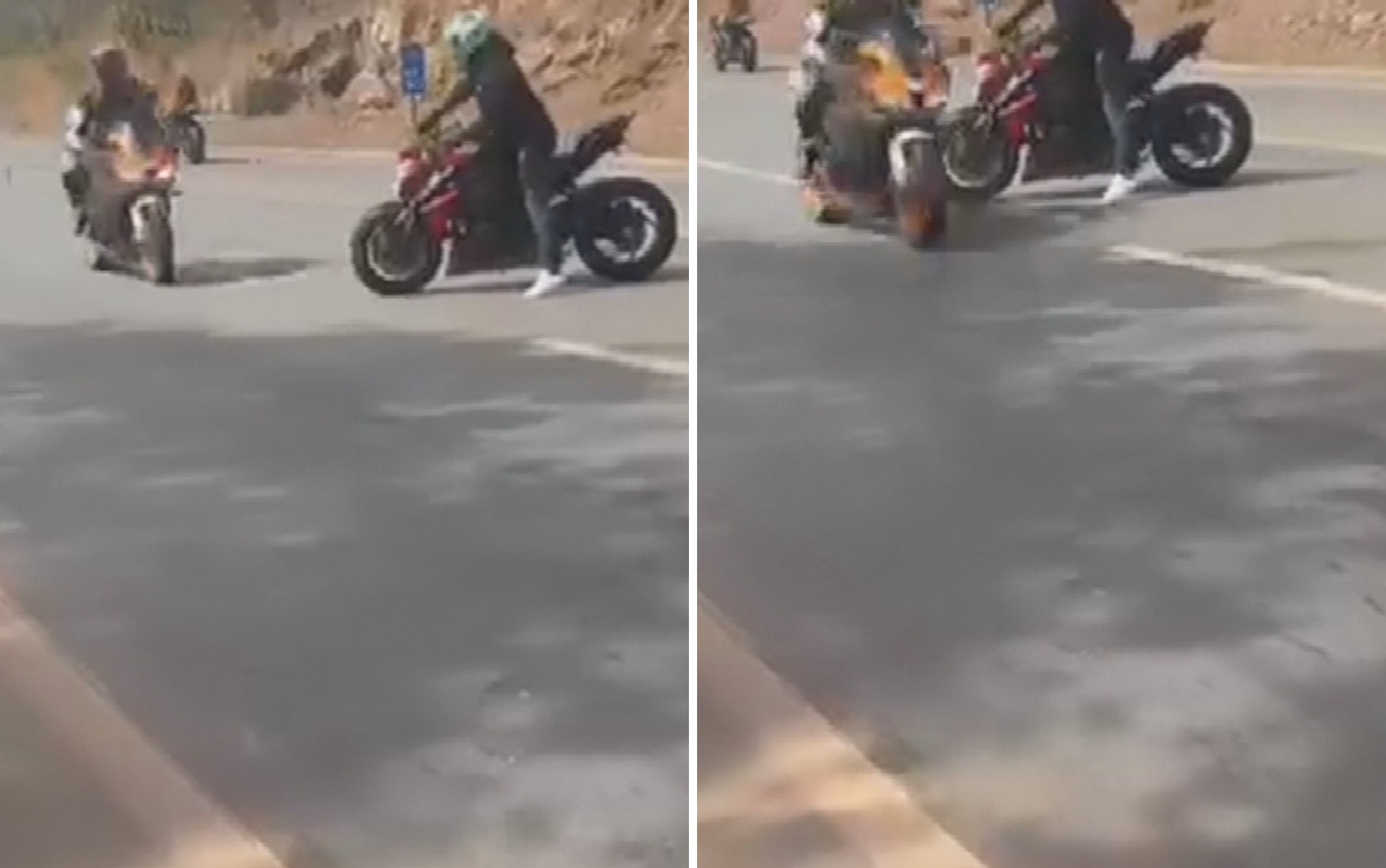 Motociclista passa a centímetros de outra moto durante racha na BR-414; vídeo 