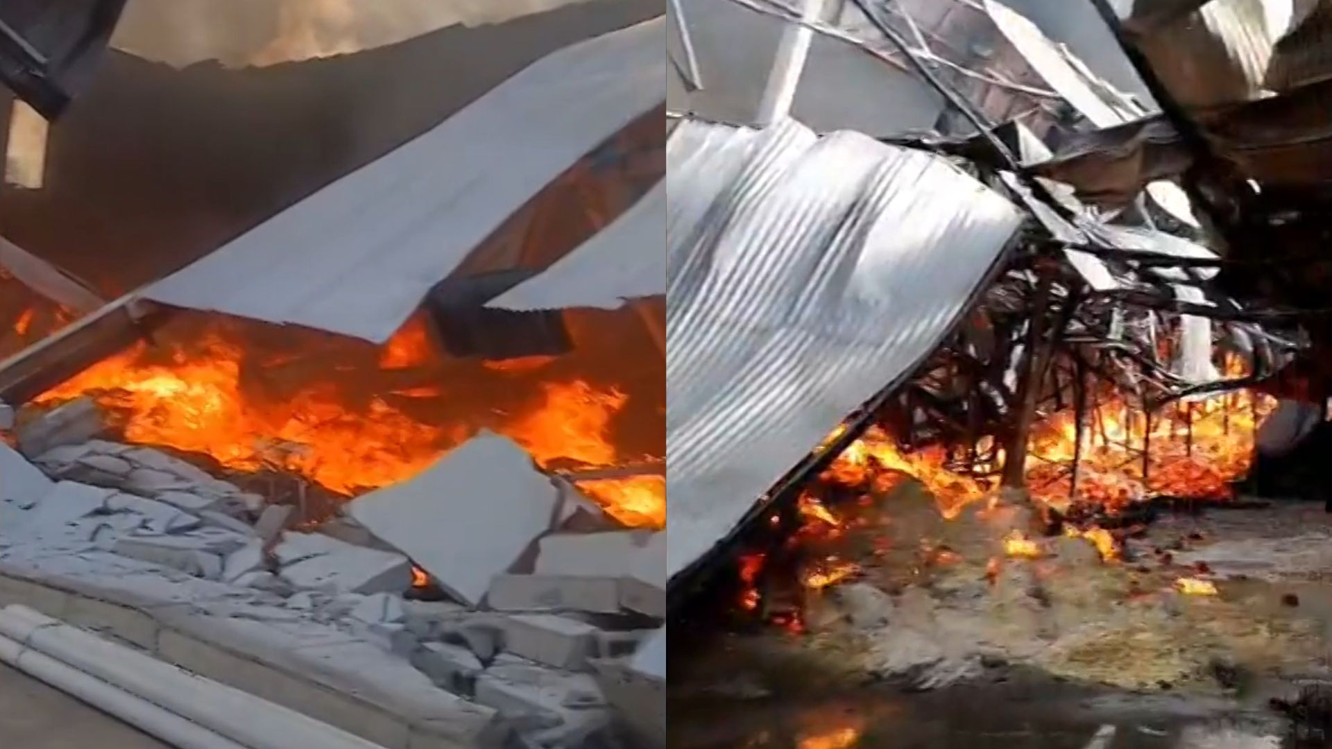 Incêndio atinge cinco galpões na Grande BH; VÍDEO